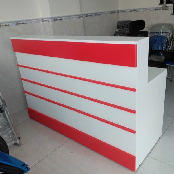 Thanh lý quầy lễ tân 2m MDF màu đỏ chống ẩm giá rẻ