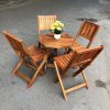 Bộ bàn ghế xếp gỗ tự nhiên tồn kho mới 99%