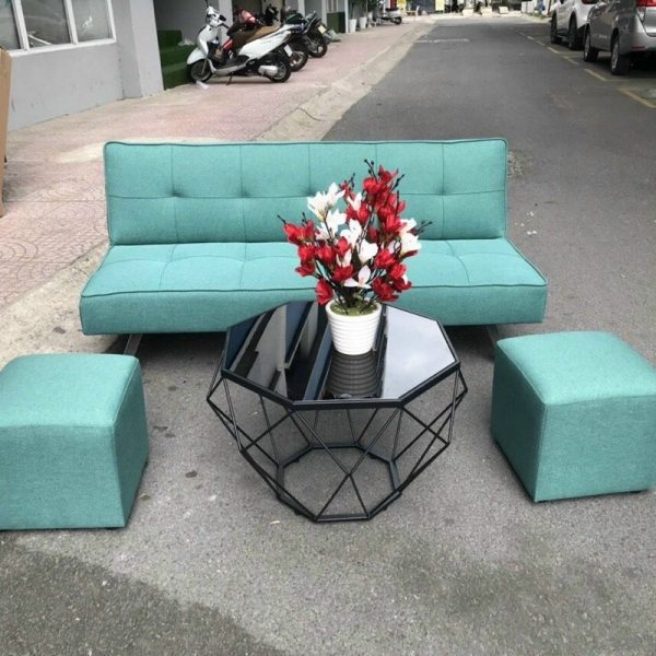 Bộ sofa bed màu xanh lá có bàn kim cướng mới 99%
