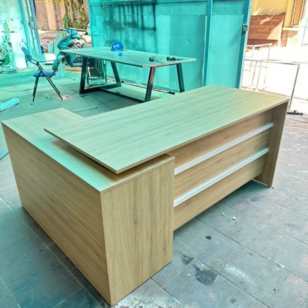 Bàn giám đốc góc L gỗ MDF phủ melamin cao cấp mới 100%