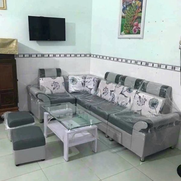 Thanh lý bộ sofa góc L gia đình bọc da mới 99%