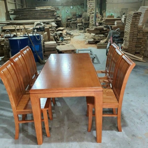Combo bàn ăn gỗ sồi 6 ghế cao cấp thanh lý