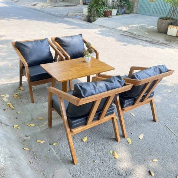 Bộ bàn ghế cafe sofa katana màu đen tồn kho