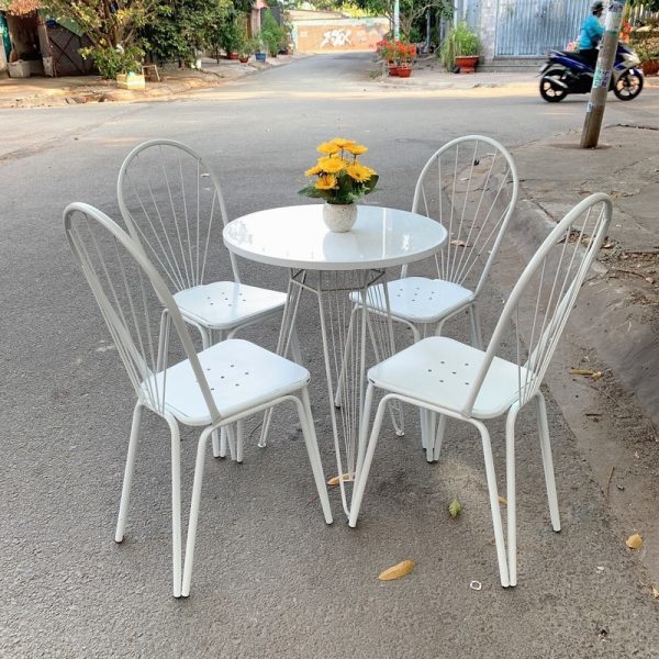 Ghế cafe sắt quạt màu trắng mới giá xưởng