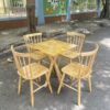Ghế cafe song tiện màu tự nhiên mới 99%