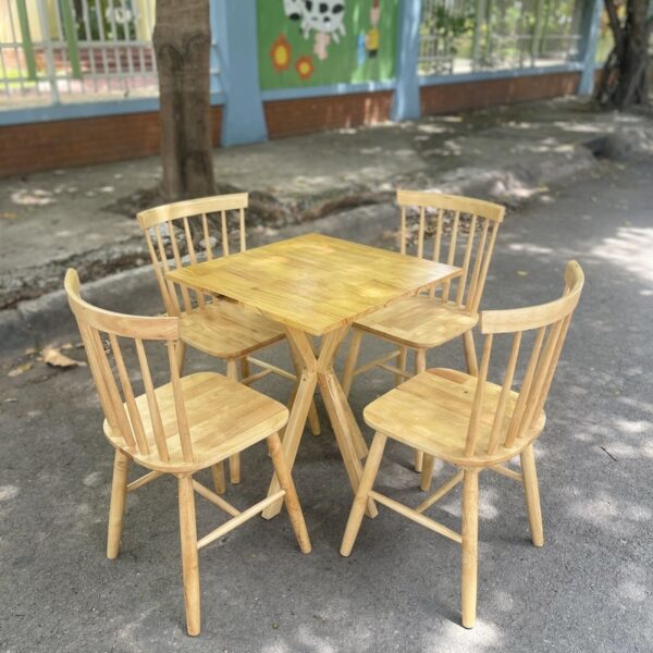 Ghế cafe song tiện màu tự nhiên mới 99%