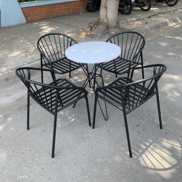 Ghế cafe sắt có tay màu đen mới giá xưởng