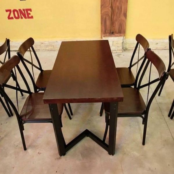 Bộ bàn ghế quán ăn chân sắt 1m4 mới 99%
