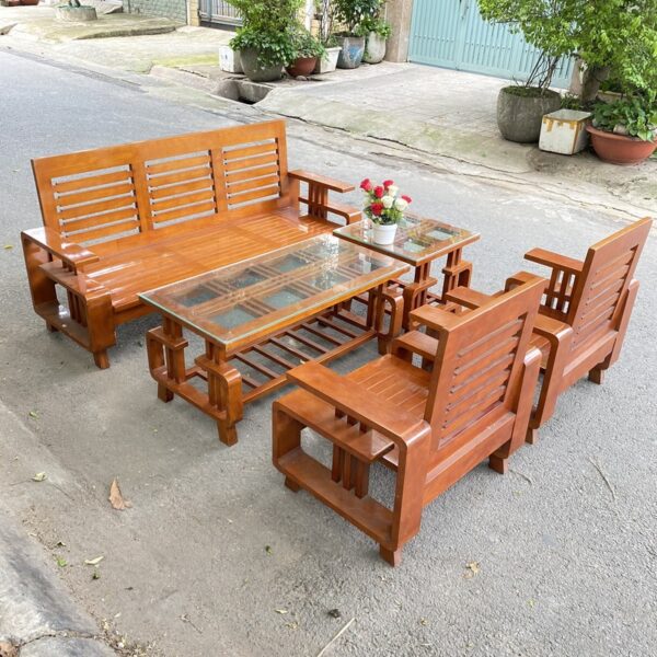 Thanh lý bộ salon gỗ sồi kim cương mới 95%