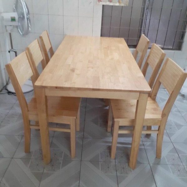 Bộ bàn ăn chery 6 ghế gỗ tự nhiên mới giá xưởng