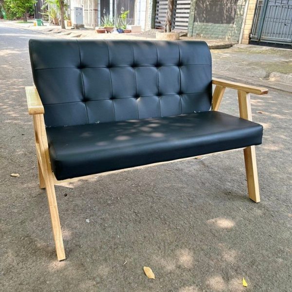 Băng sofa cafe bọc da màu đen giá xưởng