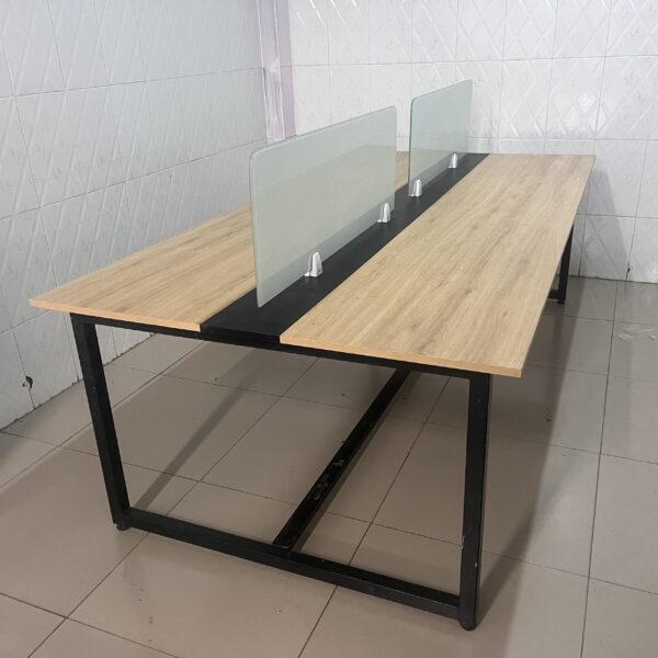 Bàn làm việc cụm 2m4 chân sắt mặt gỗ MFC