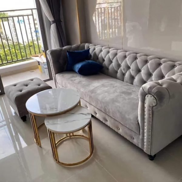 Thanh lý bộ sofa bọc nỉ chân gỗ mới 95%