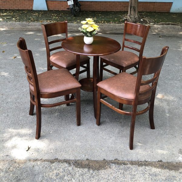 Ghế cafe cabin nâu nệm da bò mới giá xưởng