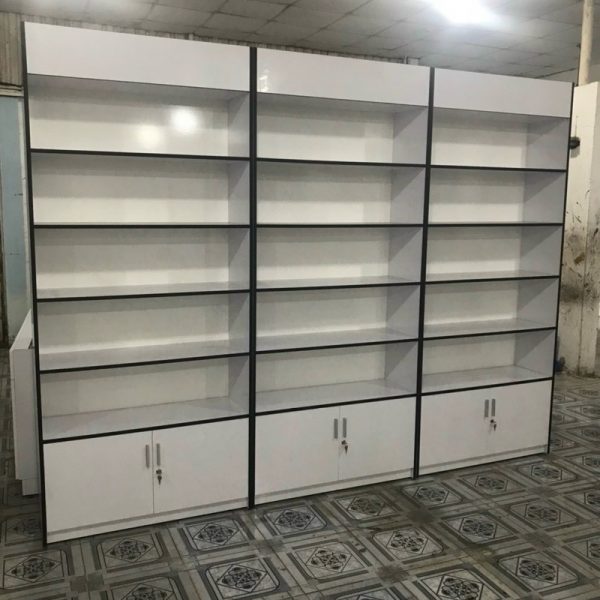 Thanh lý kệ hồ sơ 3m*2m4 MDF màu trắng đen mới 99%