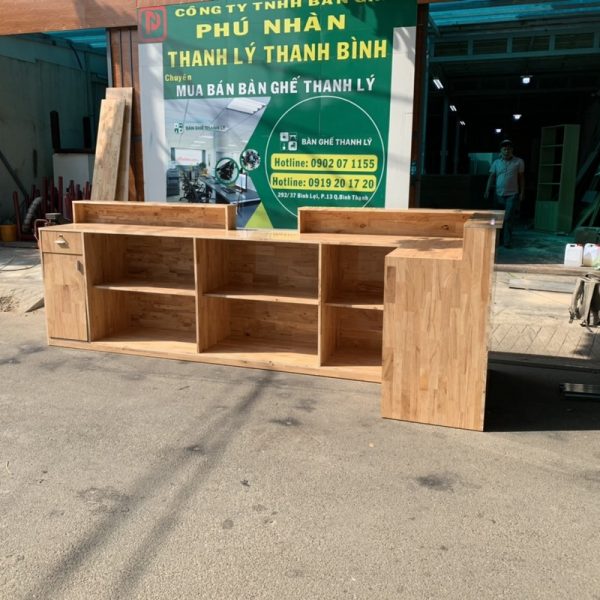Quầy pha chế gỗ tự nhiên 3m6*1m2 mới giá xưởng