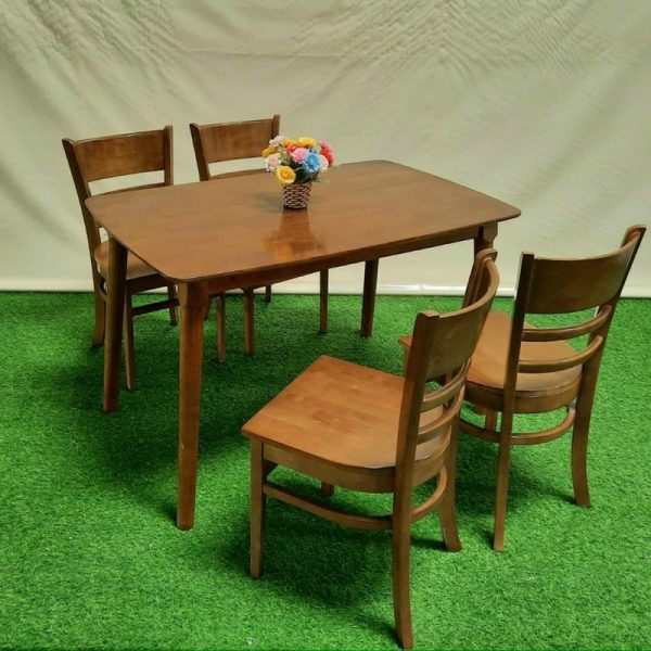 Bộ bàn ăn 4 ghế cabin mặt gỗ nâu mới giá xưởng