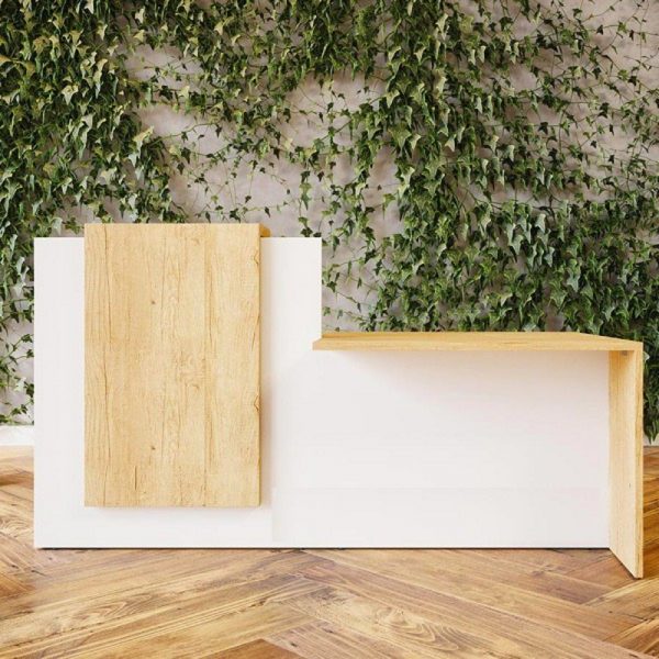 Quầy lễ tân vân gỗ 2m phủ melamin chống trầy