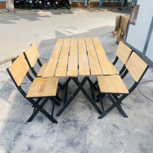 Bộ bàn ghế xếp gỗ quán nhậu 1m1*60cm cũ