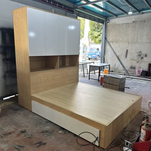 Gường kết hợp tủ quần áo gỗ MDF đóng mới