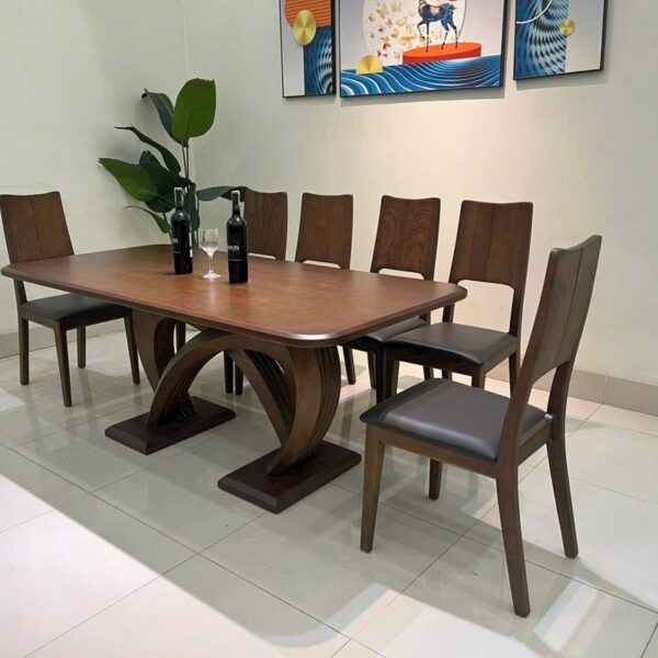 Bộ bàn ăn gia đình cao cấp màu ốc chó mới 98%