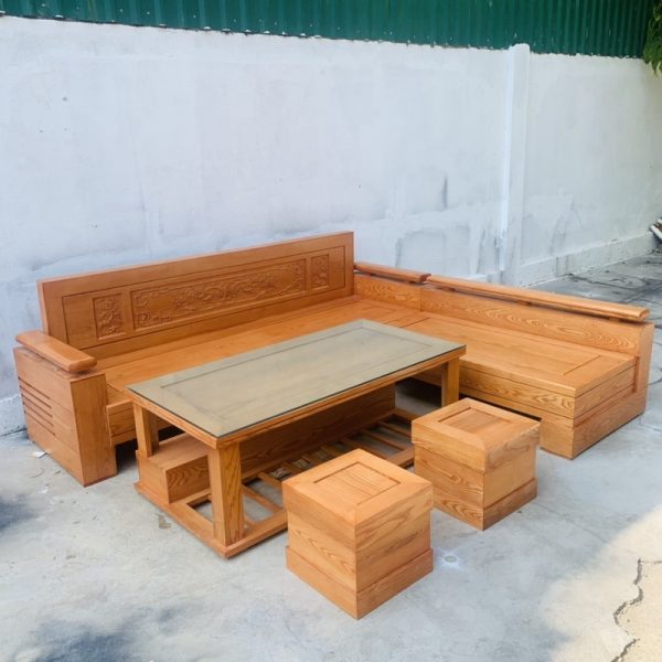 Thanh lý salon gỗ sồi góc L tồn kho mới 100%