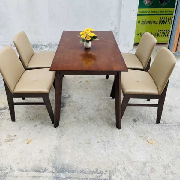 Bộ bàn ăn 4 ghế Obama màu nâu tồn kho