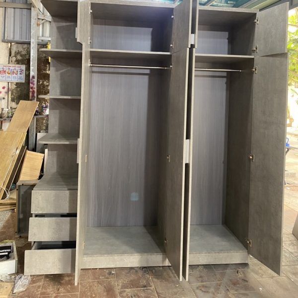 Tủ quần áo liền kệ 2m*2m4 màu xám đóng mới