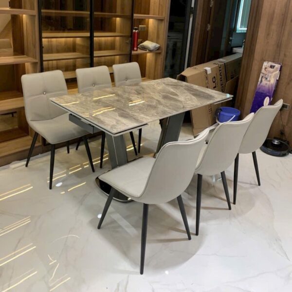 Thanh lý bộ bàn ăn gia đình 6 ghế màu xám