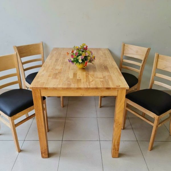 Bộ bàn ăn cabin màu tự nhiên nệm đen