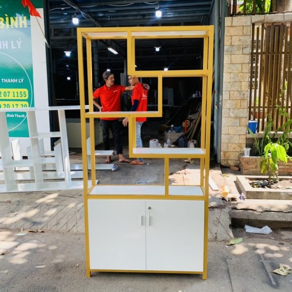 Kệ gỗ 1m*2m màu vàng trắng mới 99%