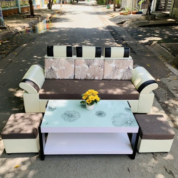 Bộ sofa tiếp khách bàn kính cường lực mới 98%