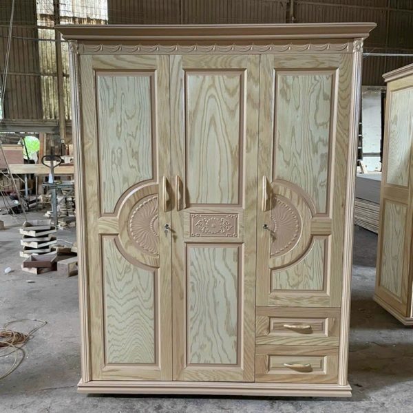 Tủ quần áo gỗ tự nhiên phủ sồi 1m6*2m mới