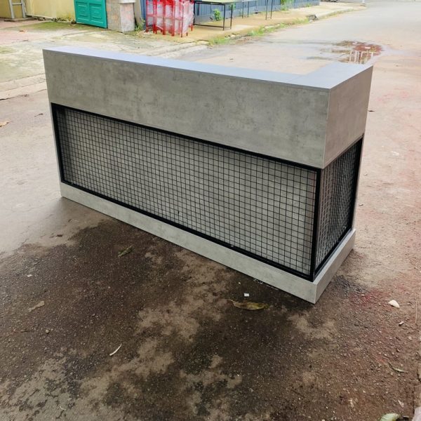 Quầy lễ tân 2m màu xám xi măng mới 99%