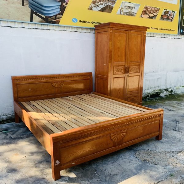 Combo giường tủ gỗ tự nhiên cao cấp mới 98%