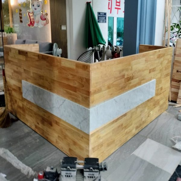 Quầy pha chế 2m*1m9 gỗ cao su tự nhiên mới 100%