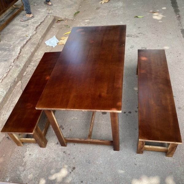 Bộ bàn ghế đôn băng dài gỗ tự nhiên mới 100%