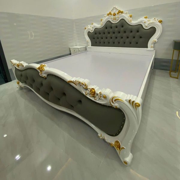 Gường ngủ hoàng gia 1m8 màu trắng xám mới 100%