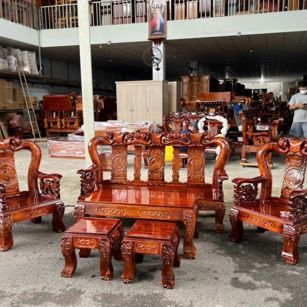 Thanh lý bộ salon tay 12 chạm đào mới 99%