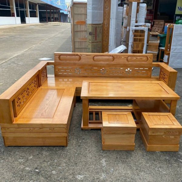 Thanh lý bộ salon góc L sồi hương cao cấp mới 99%