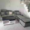 Bộ sofa góc L gia đình bọc da màu xám mới 100%