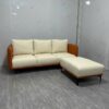 Băng sofa bọc da cao cấp màu kem hiện đại
