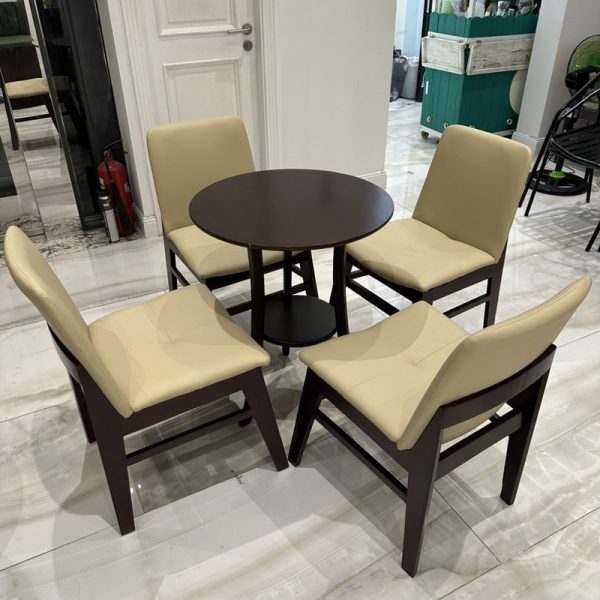 Bộ bàn ghế cafe gỗ obama bọc simili tồn kho 99%