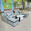 Bộ sofa gia đình góc L ốp gỗ bọc da cao cấp mới 100%