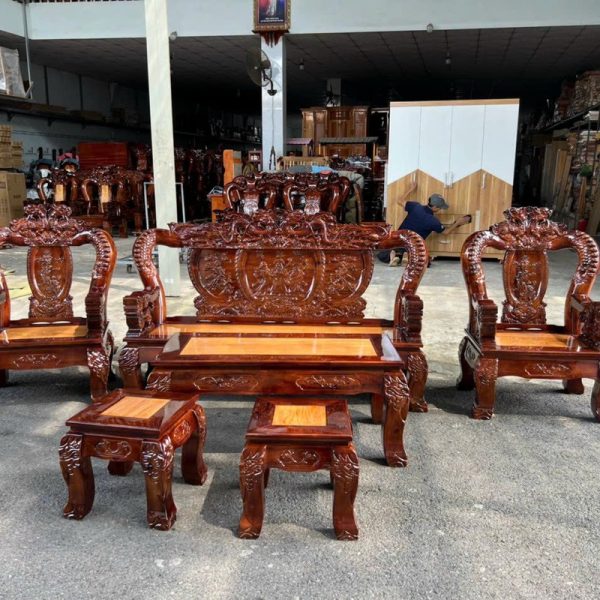 Bộ salon gỗ tràm bát tiên đỉnh rồng mới 100%