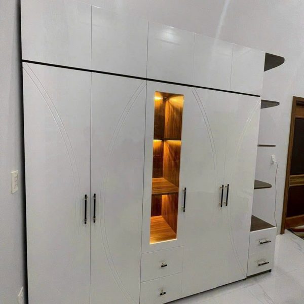 Tủ quần áo 2m4*3m MDF màu trắng cao cấp mới 99%