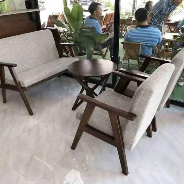 Bộ sofa cafe phòng lạnh bọc nỉ màu xám mới 100%