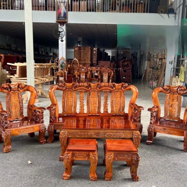 Bộ salon gỗ cột 12 gỗ tràm phước lộc mới 100%