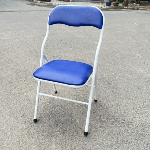 Ghế xếp sắt bọc simili màu xanh tồn kho mới 100%