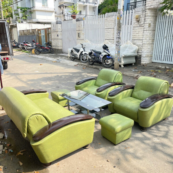 Thanh lý bộ sofa gia đình hàn quốc màu xanh mới 95%